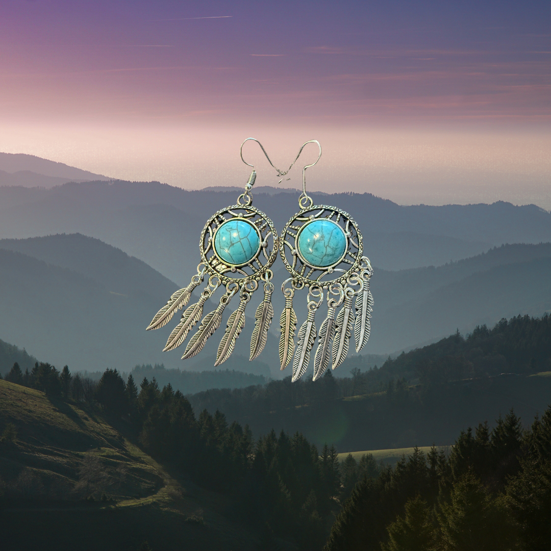 Dream catcher feather earrings