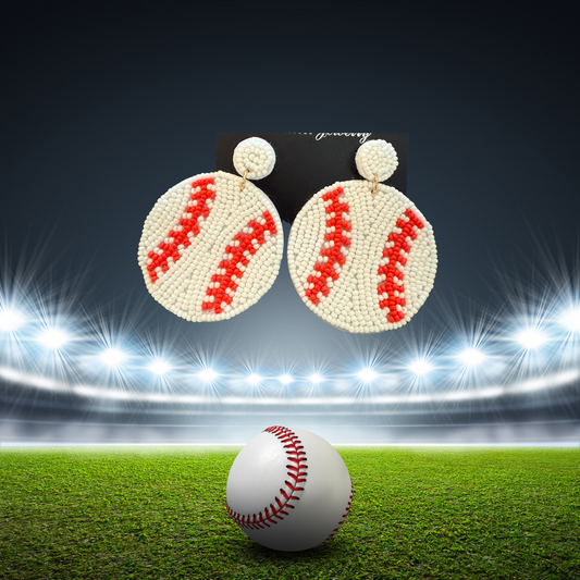beaded baseball earrings