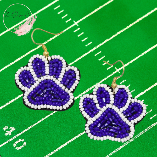 Paw Shape Seed Beaded Drop Earrings