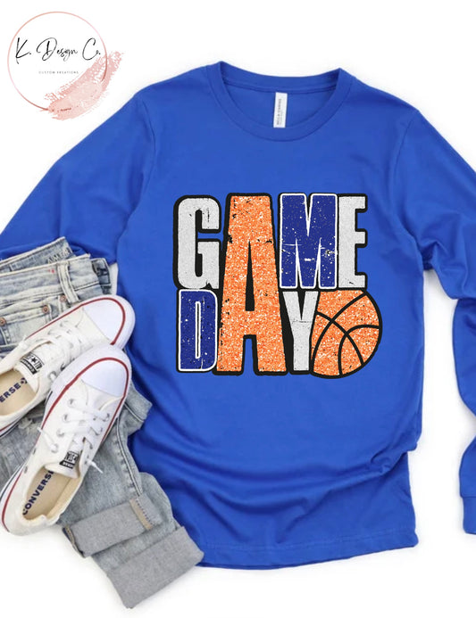 Game Day Basketball | Retro Blue Glitter