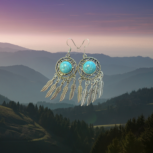 Dream catcher feather earrings