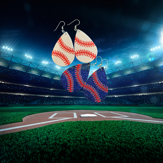Teardrop glittery baseball earrings