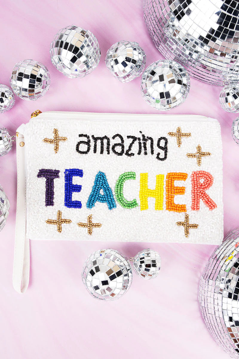 Amazing Teacher' | Seed Bead Wristlet Coin Purse