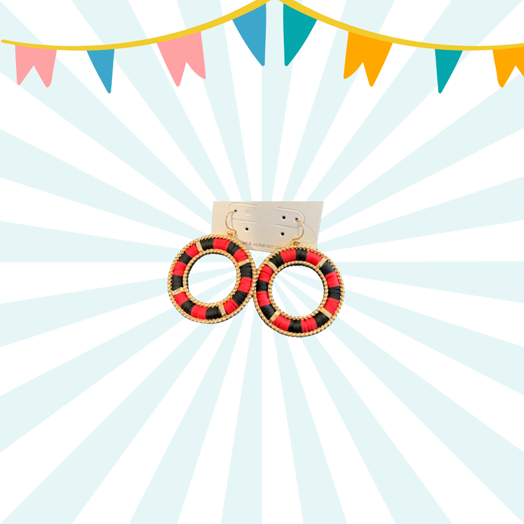 red and black bead hoops