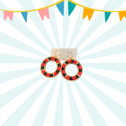 red and black bead hoops