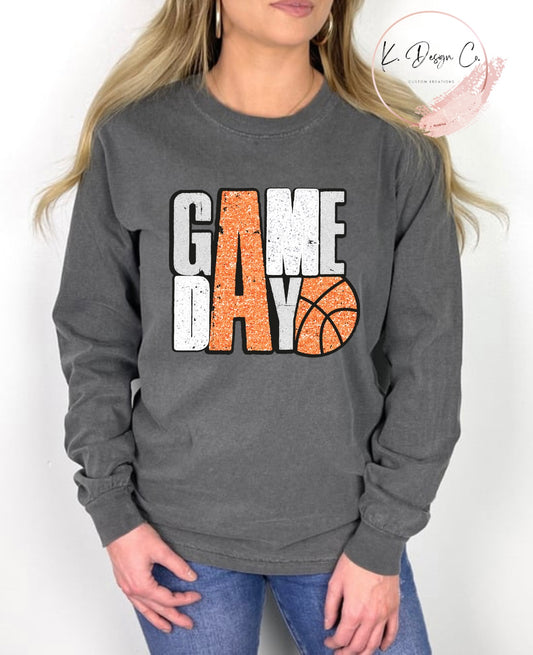 Game Day Basketball | Retro White Glitter