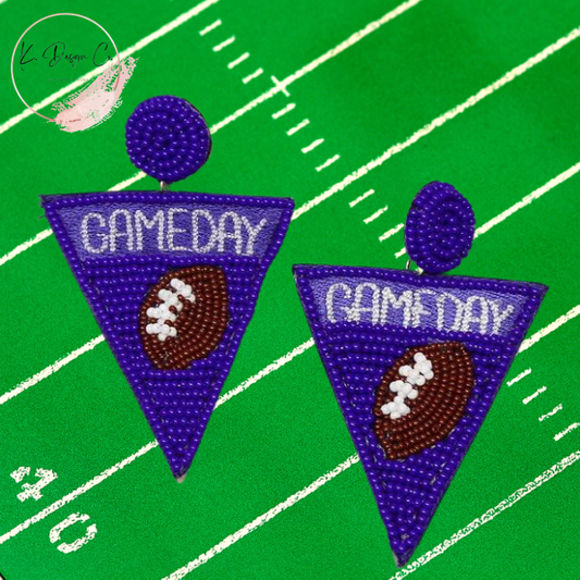 Game Day Seed Beaded Drop Earrings