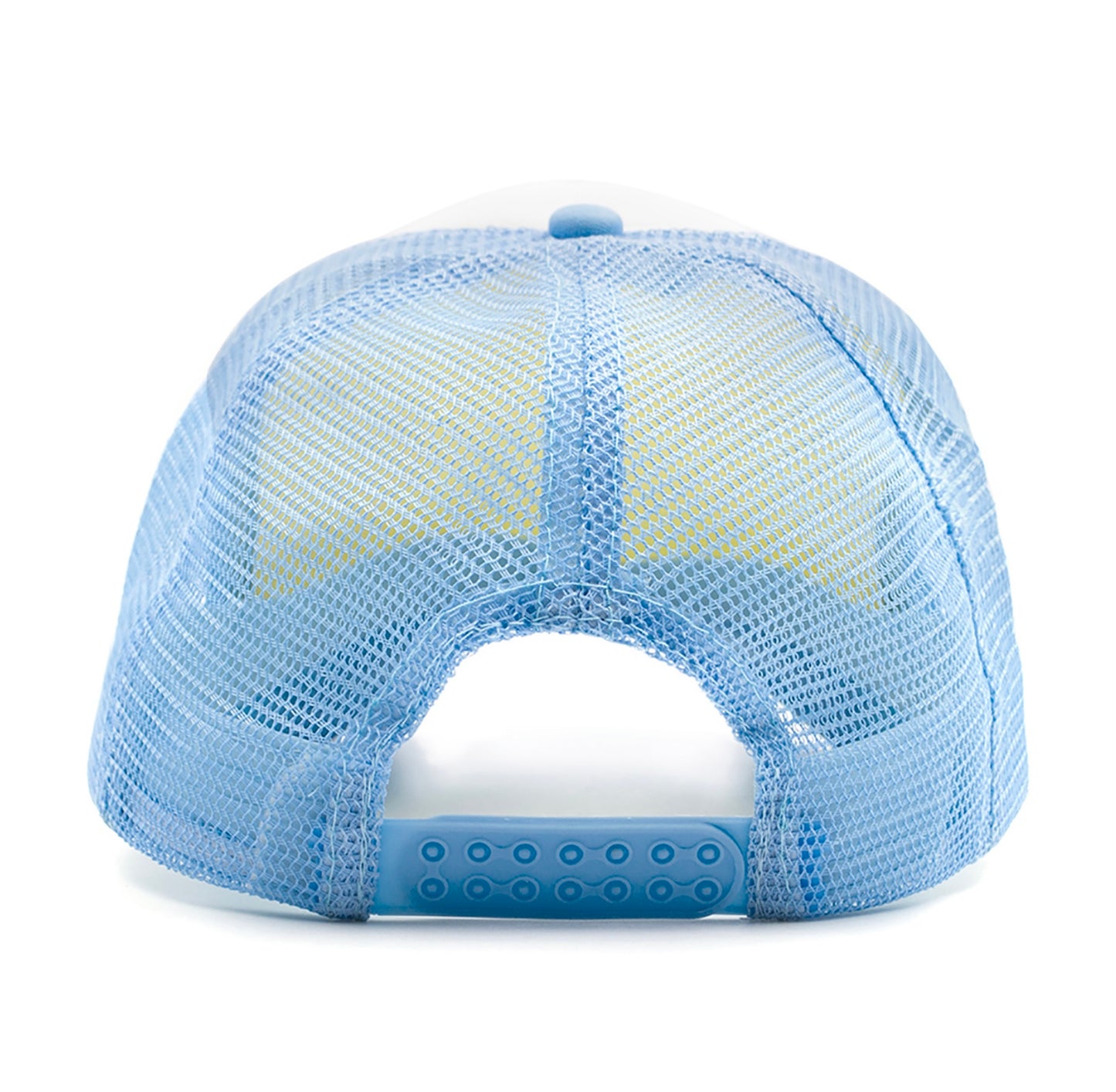 YG Faux Glitter Foam Mesh-Back Trucker Hat| Light Blue-White