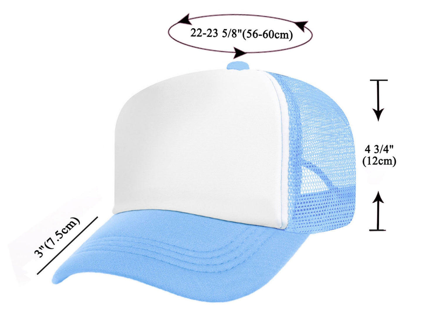 YG Faux Glitter Foam Mesh-Back Trucker Hat| Light Blue-White