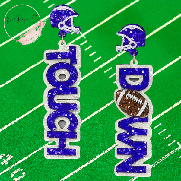 Football Touchdown Glitter Drop Earrings