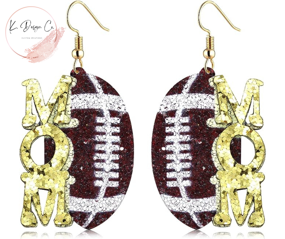 Sequin Football Mom | Brown Earrings