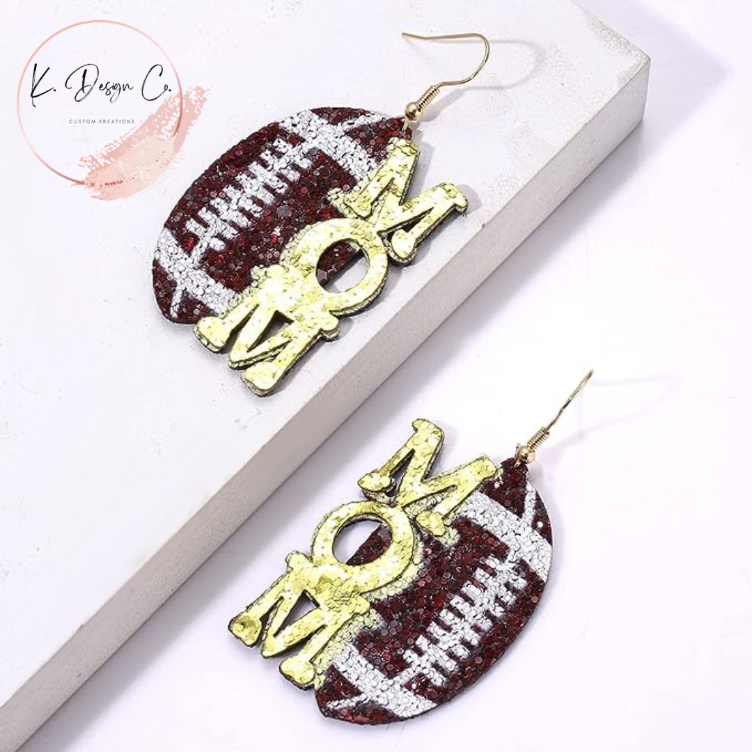 Sequin Football Mom | Brown Earrings