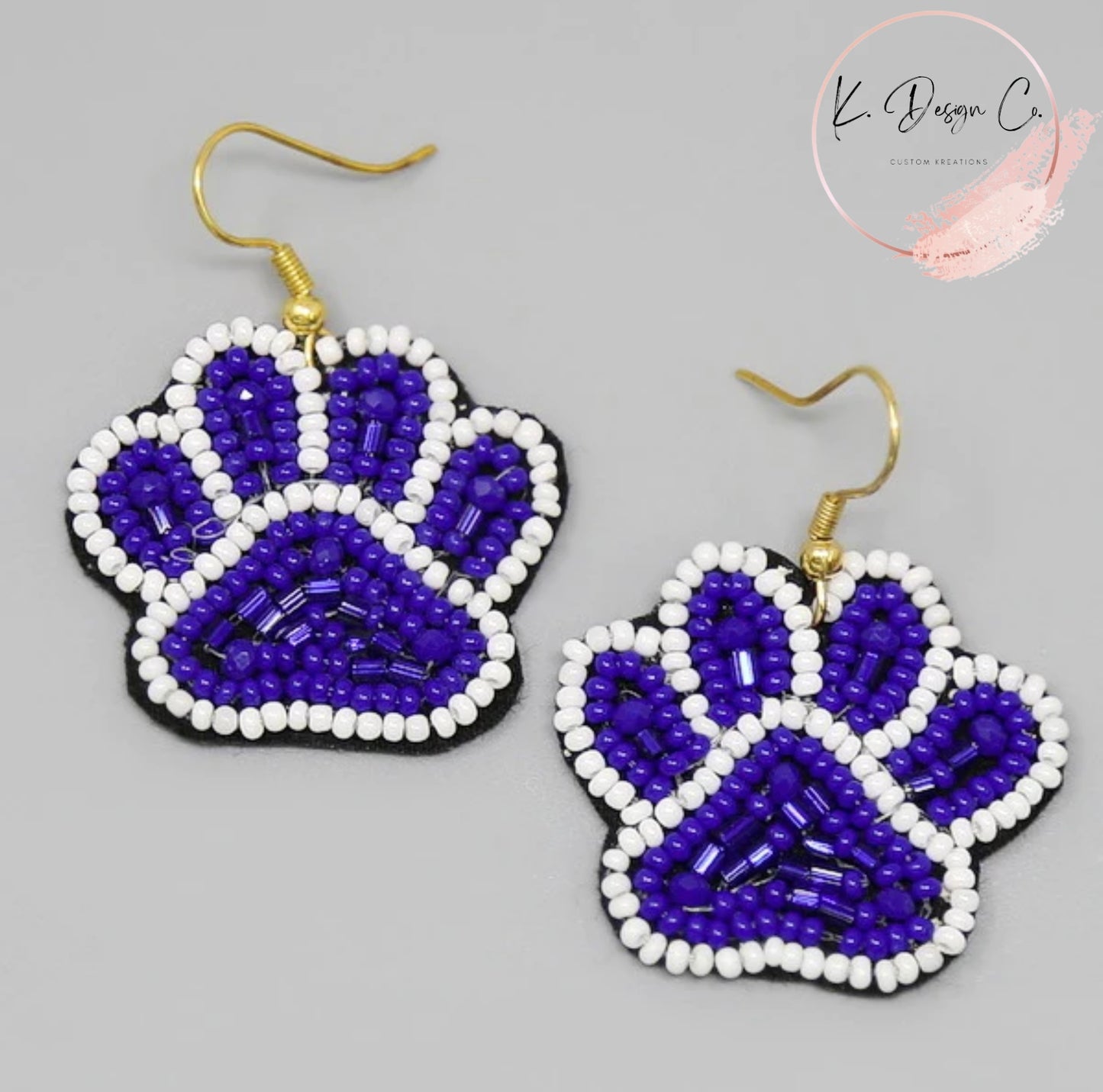 Paw Shape Seed Beaded Drop Earrings