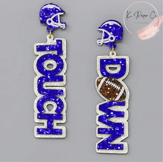 Football Touchdown Glitter Drop Earrings