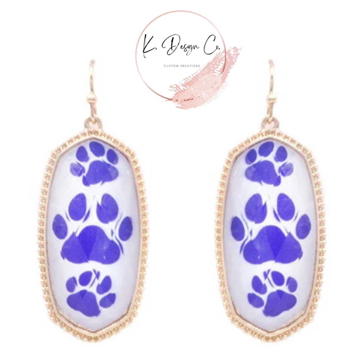 Paw Print Hexagon | Game Day Dangle Earrings