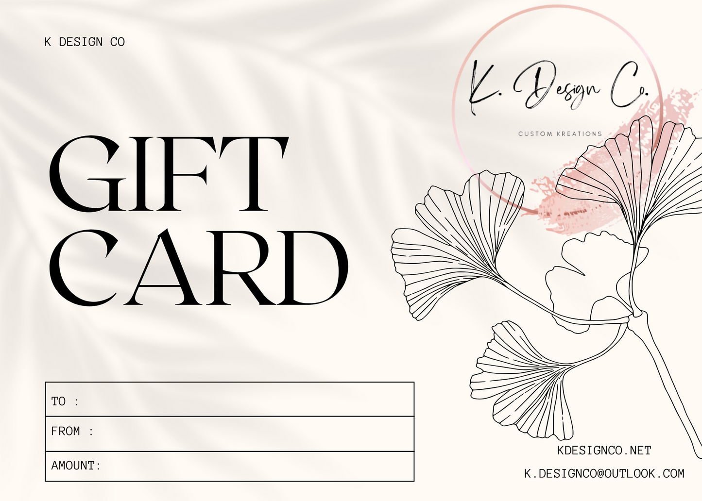 K Design Gift Card