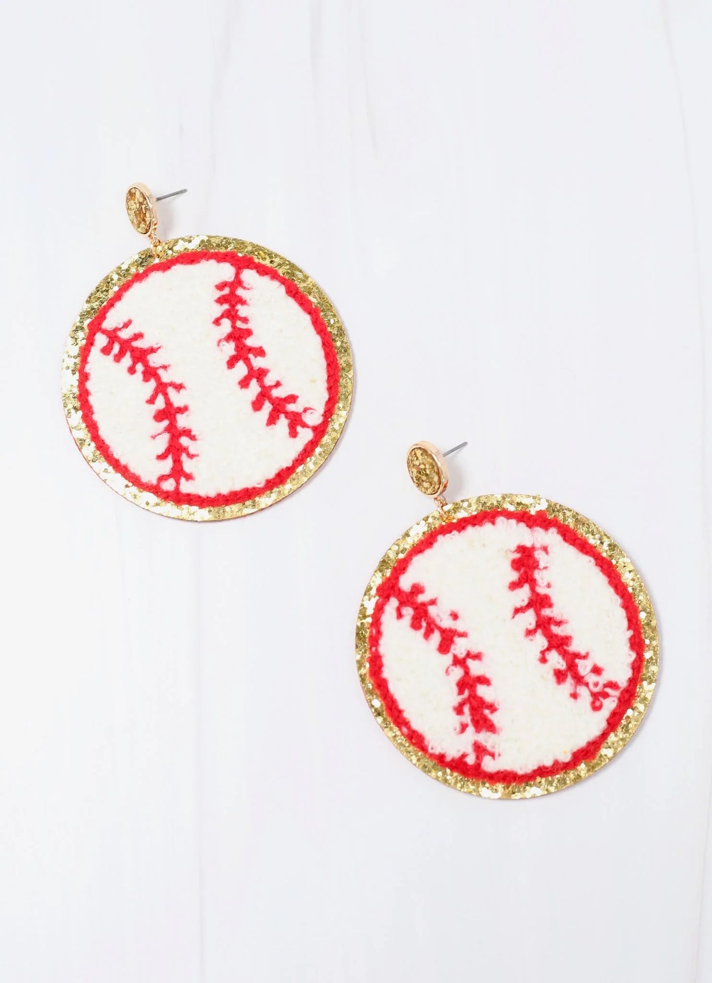 Homerun Baseball Earrings | Glitter | Felt-Back