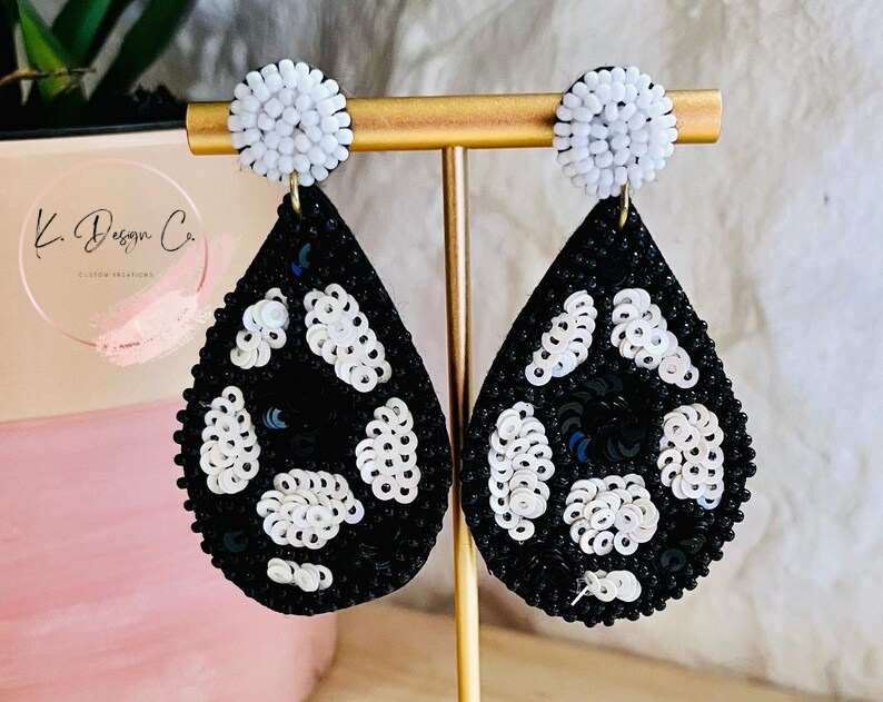 Soccer Ball Sequin Statement Earrings