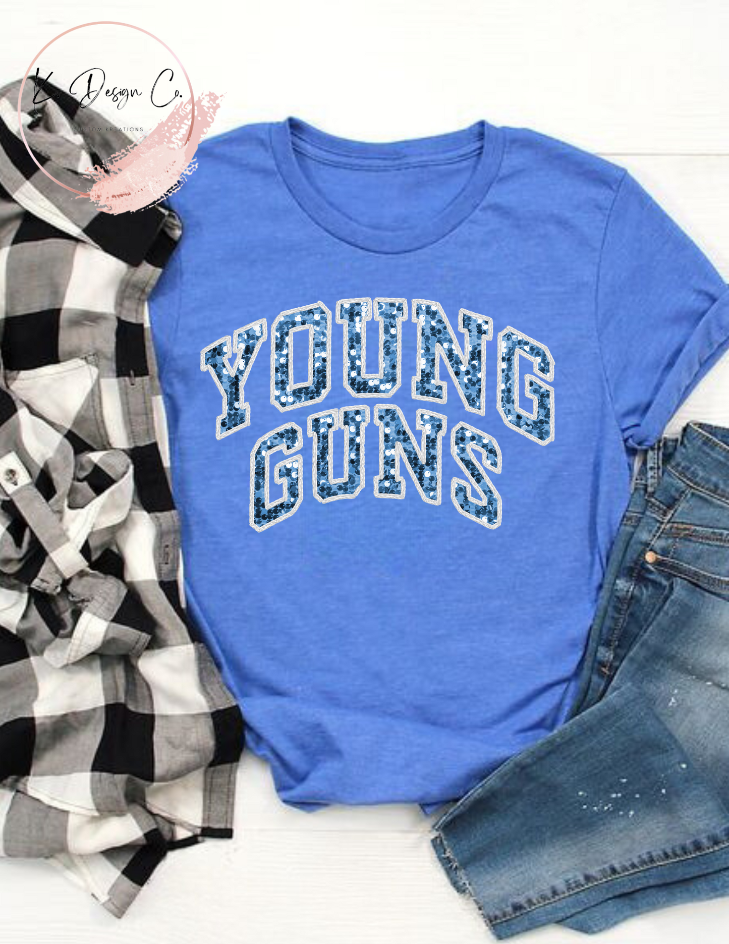 Glitter Young Guns Faux Embroidery