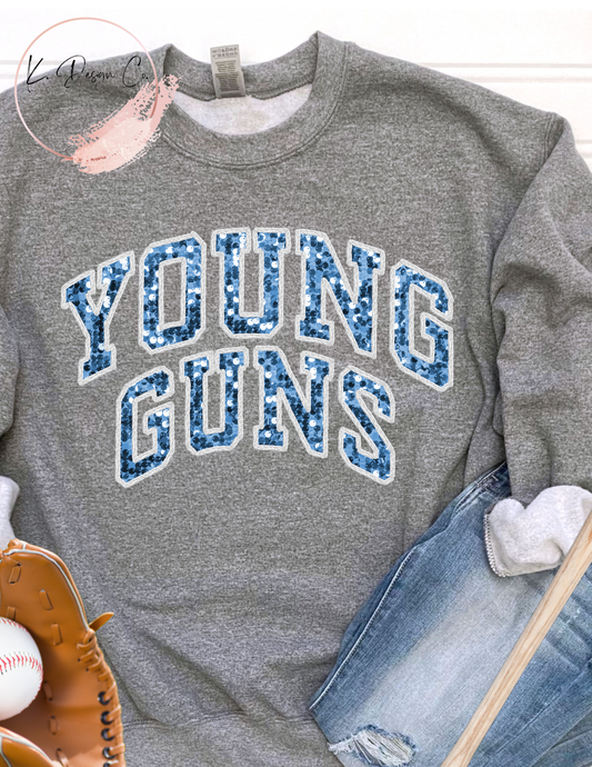 Glitter Young Guns Faux Embroidery