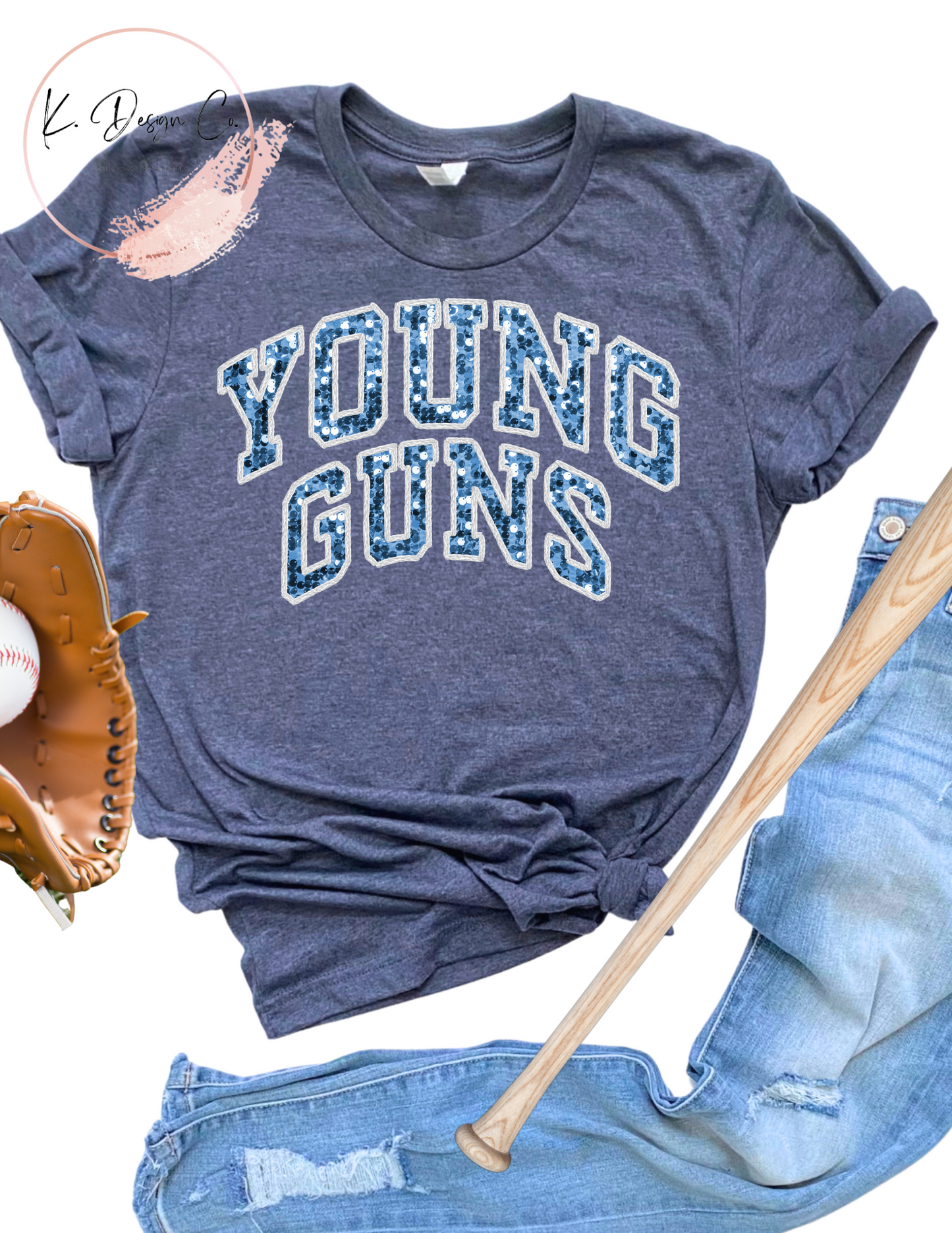 Glitter Young Guns Faux Embroidery