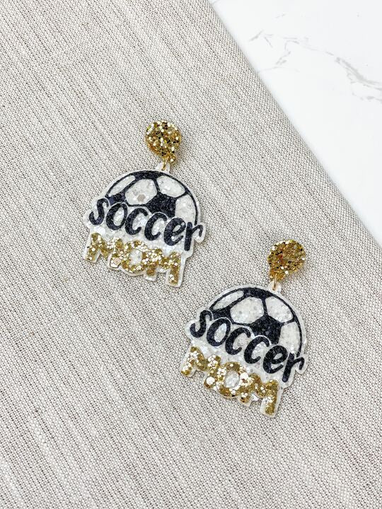 Sequin Soccer Mom | Earrings White