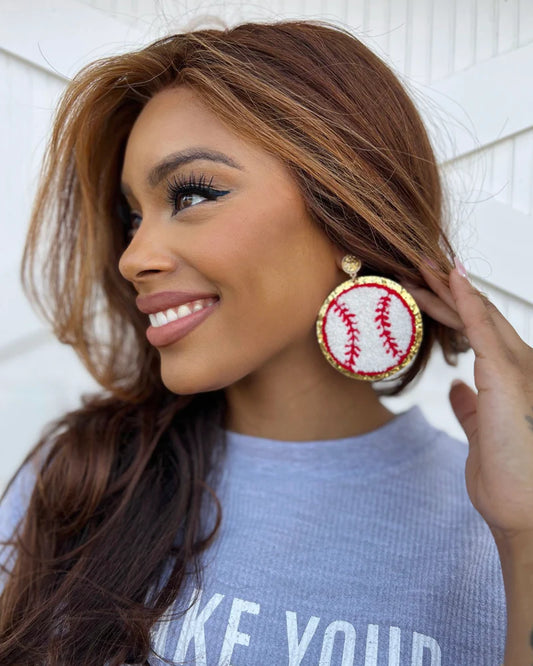 Homerun Baseball Earrings | Glitter | Felt-Back