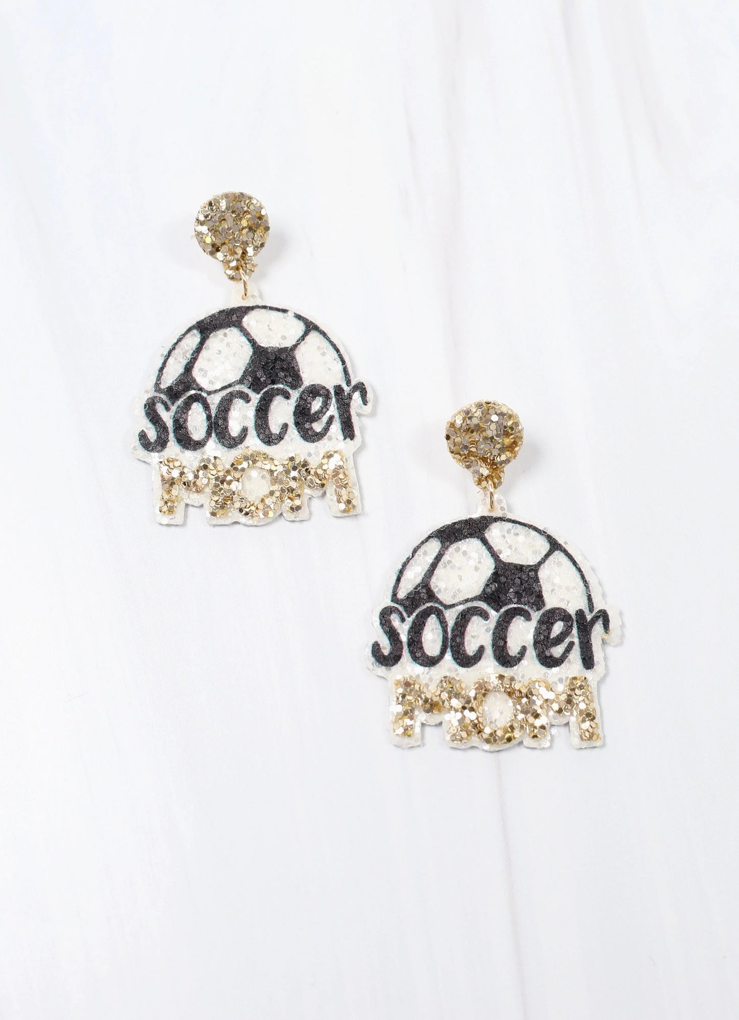 Sequin Soccer Mom | Earrings White