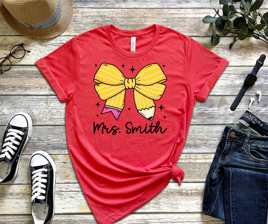 Personalized Pencil Bow Tee