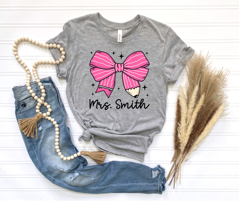 Personalized Pencil Bow Tee