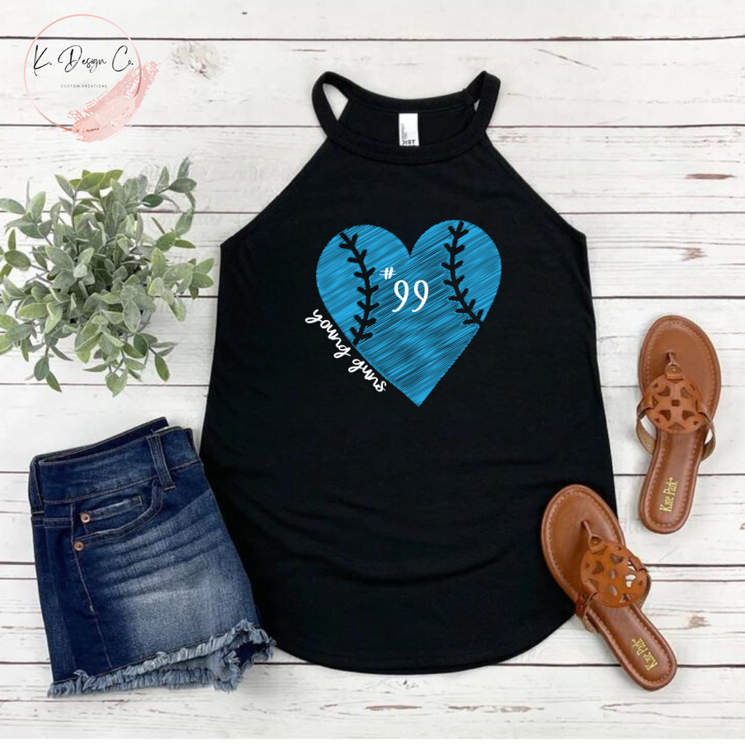 Scribble Custom Baseball Heart | High Neck Tank