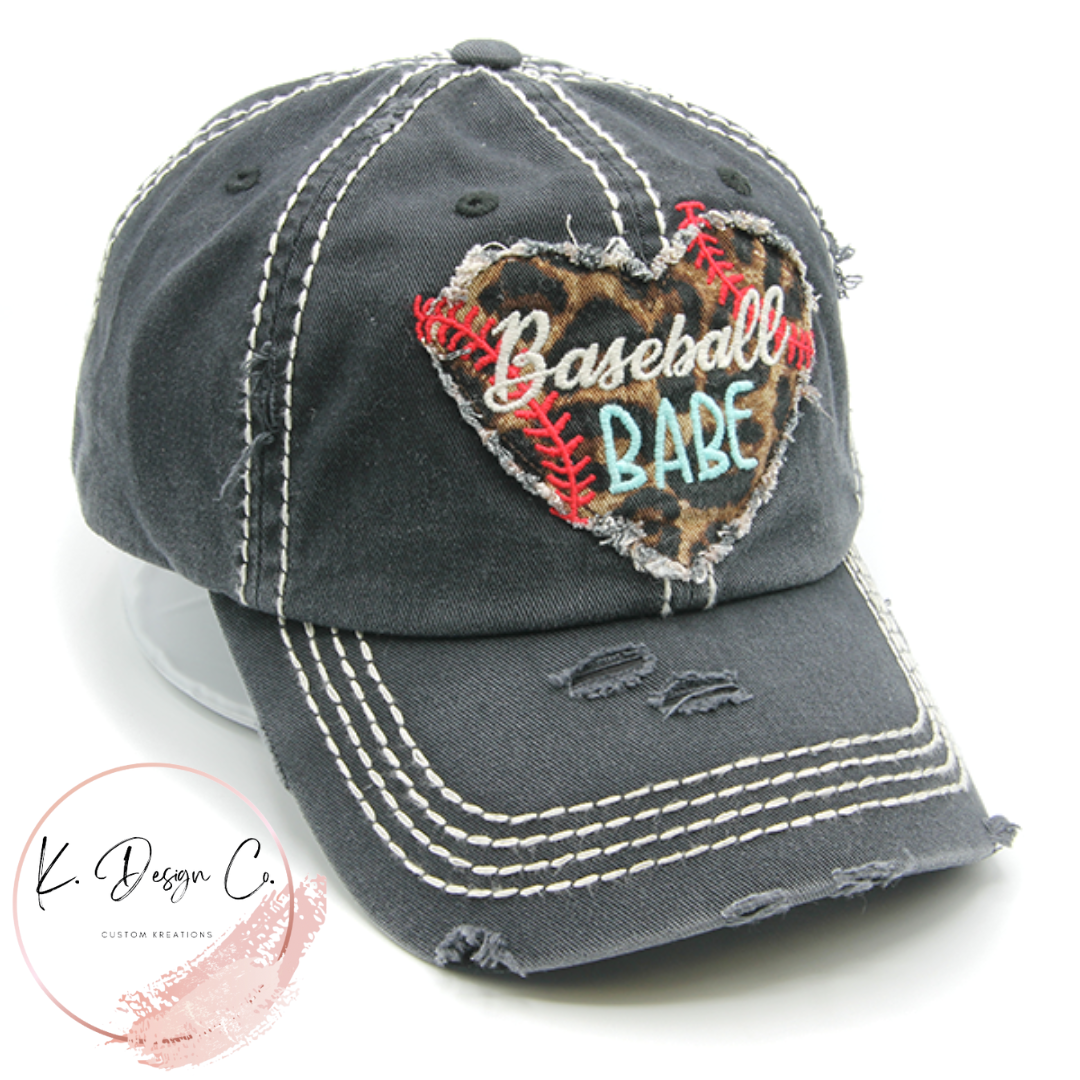 Leopard Heart Baseball Babe Cap | Black