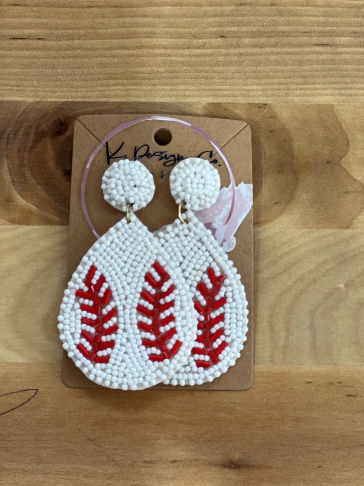 Teardrop Beaded Baseball Earrings