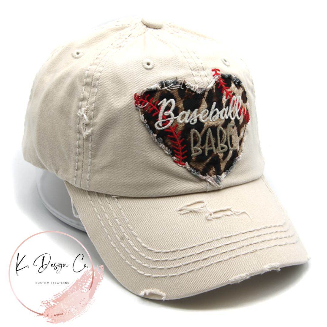 Leopard Heart Baseball Babe Cap | Beige