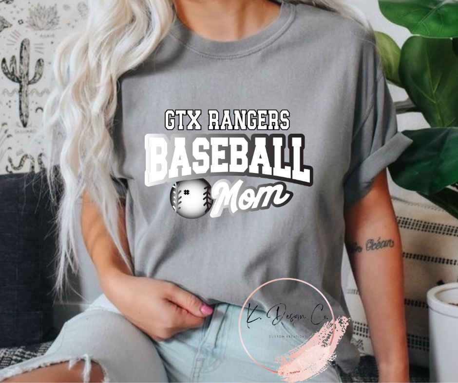 GTX Rangers Baseball Mom | Custom