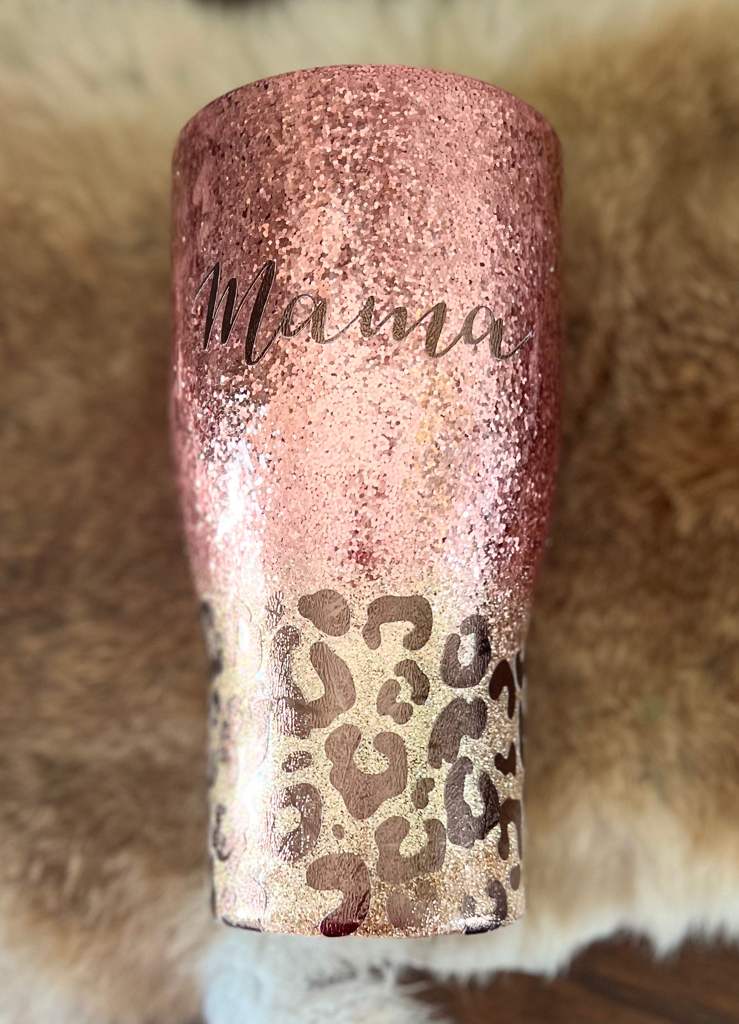 Mama Ombre glitter Tumbler with leopard print