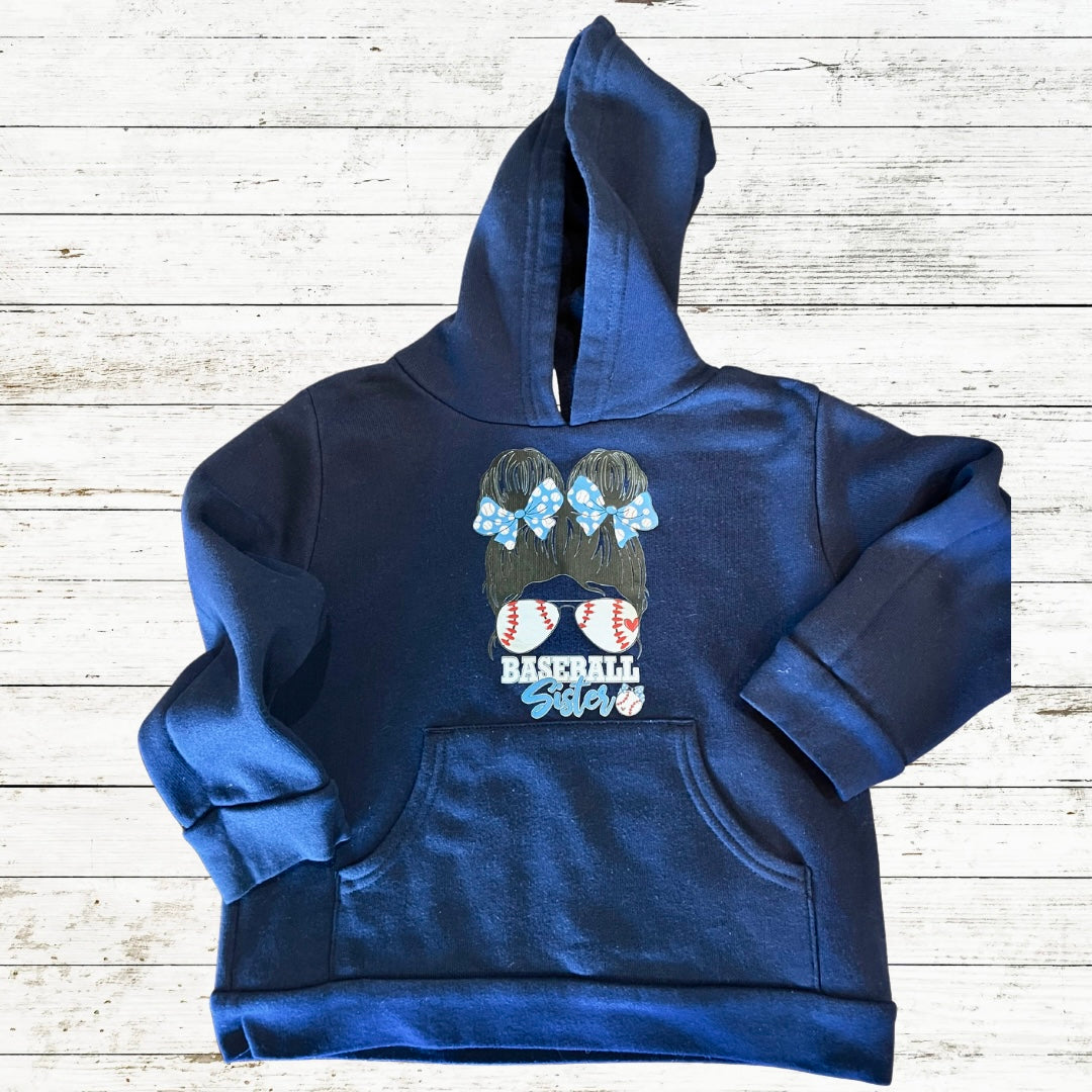 Baseball Sister Messy Bun Hoodie