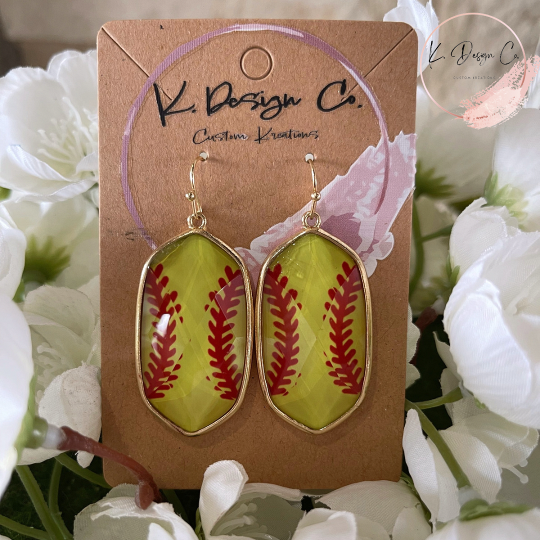 Softball Earrings | Lime Green