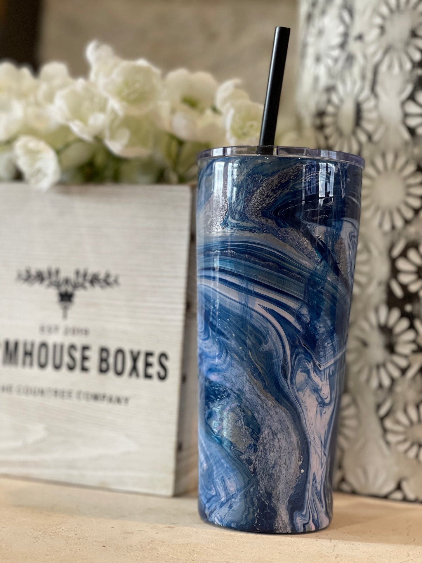 Blue Hydro-Dipped Tumbler