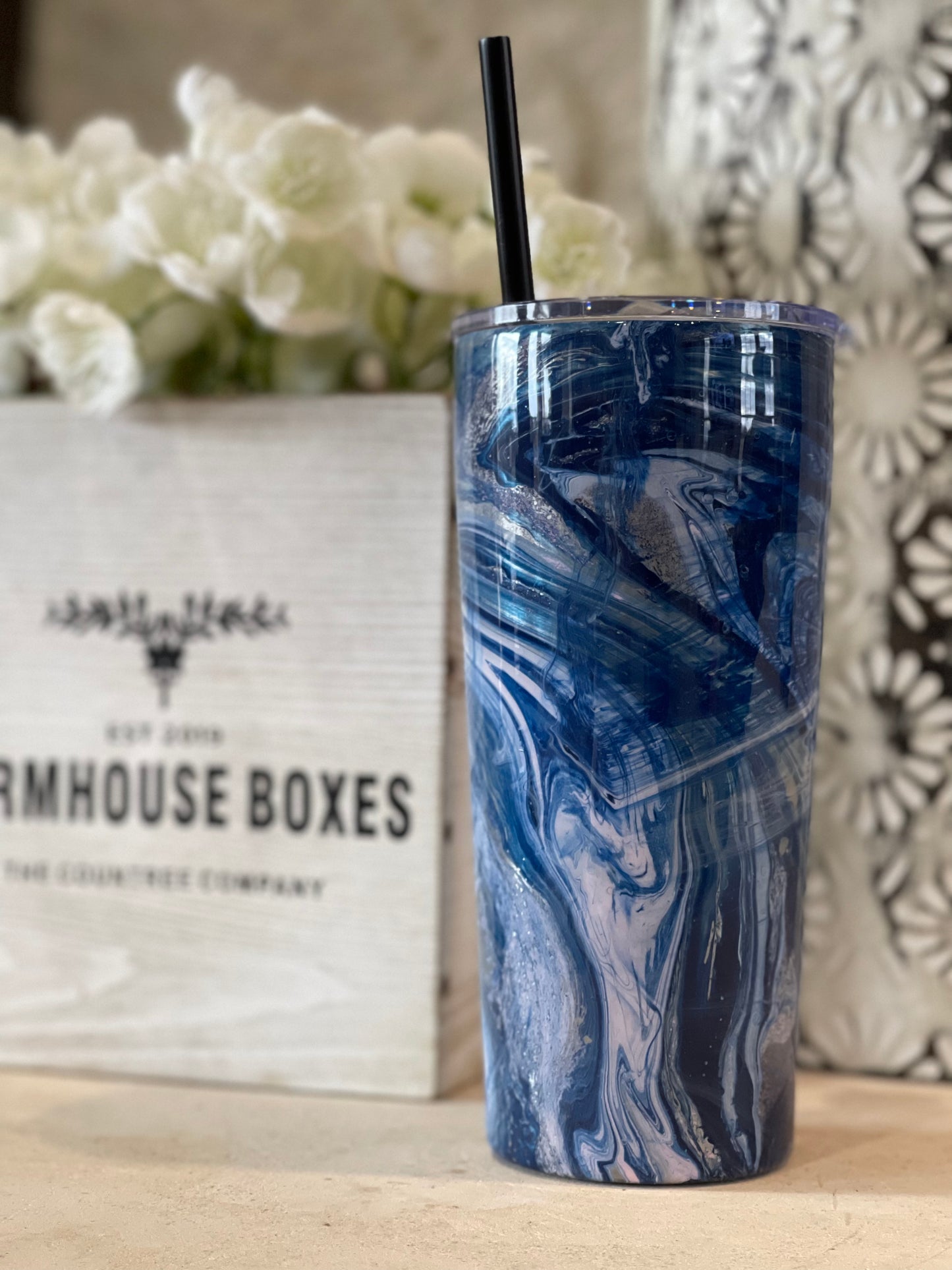 Blue Hydro-Dipped Tumbler