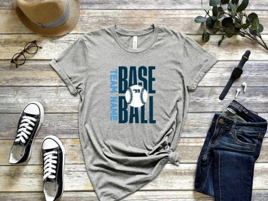 Stacked Baseball Shirt with Team Name