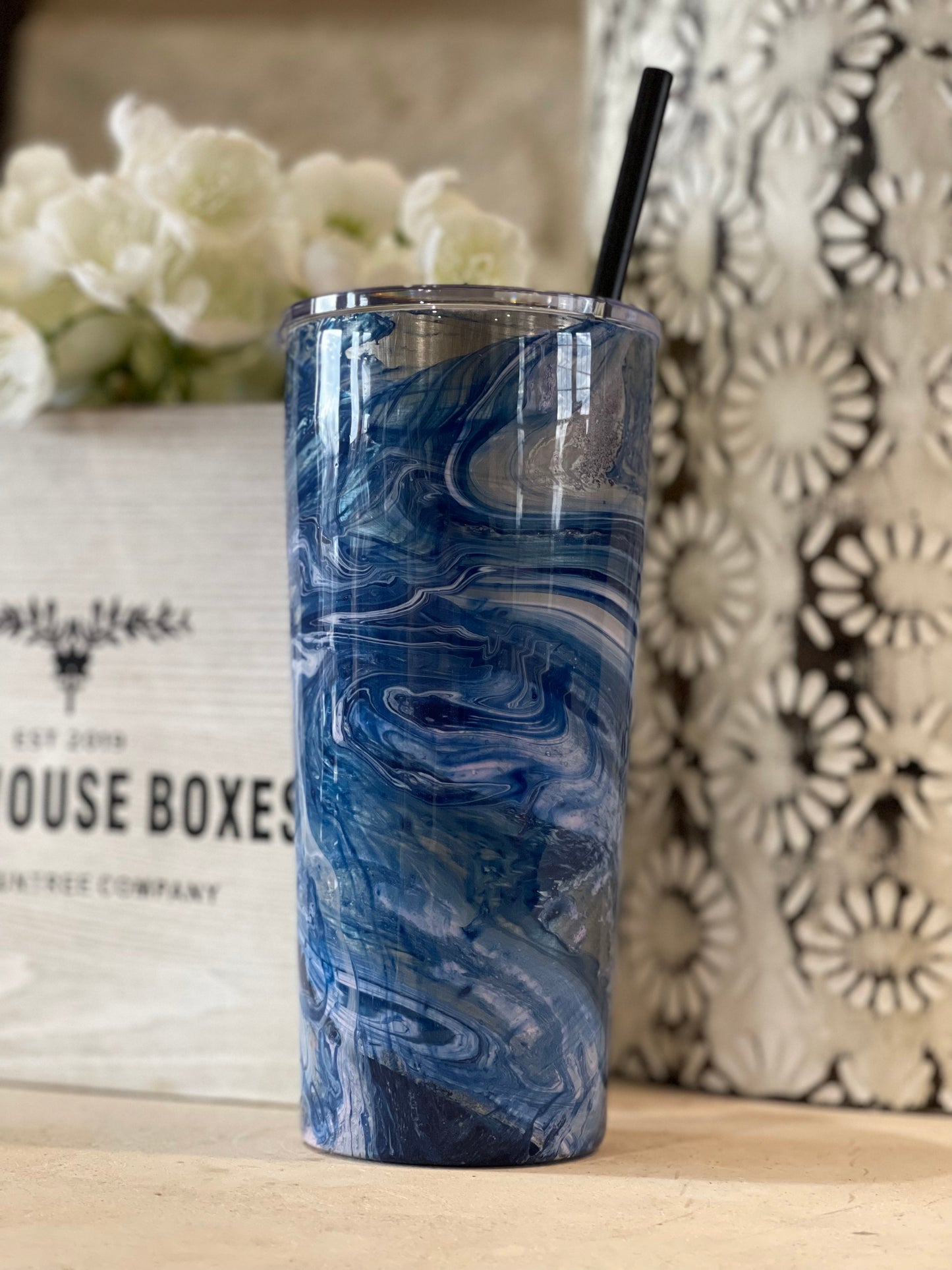 Blue Hydro-Dipped Tumbler