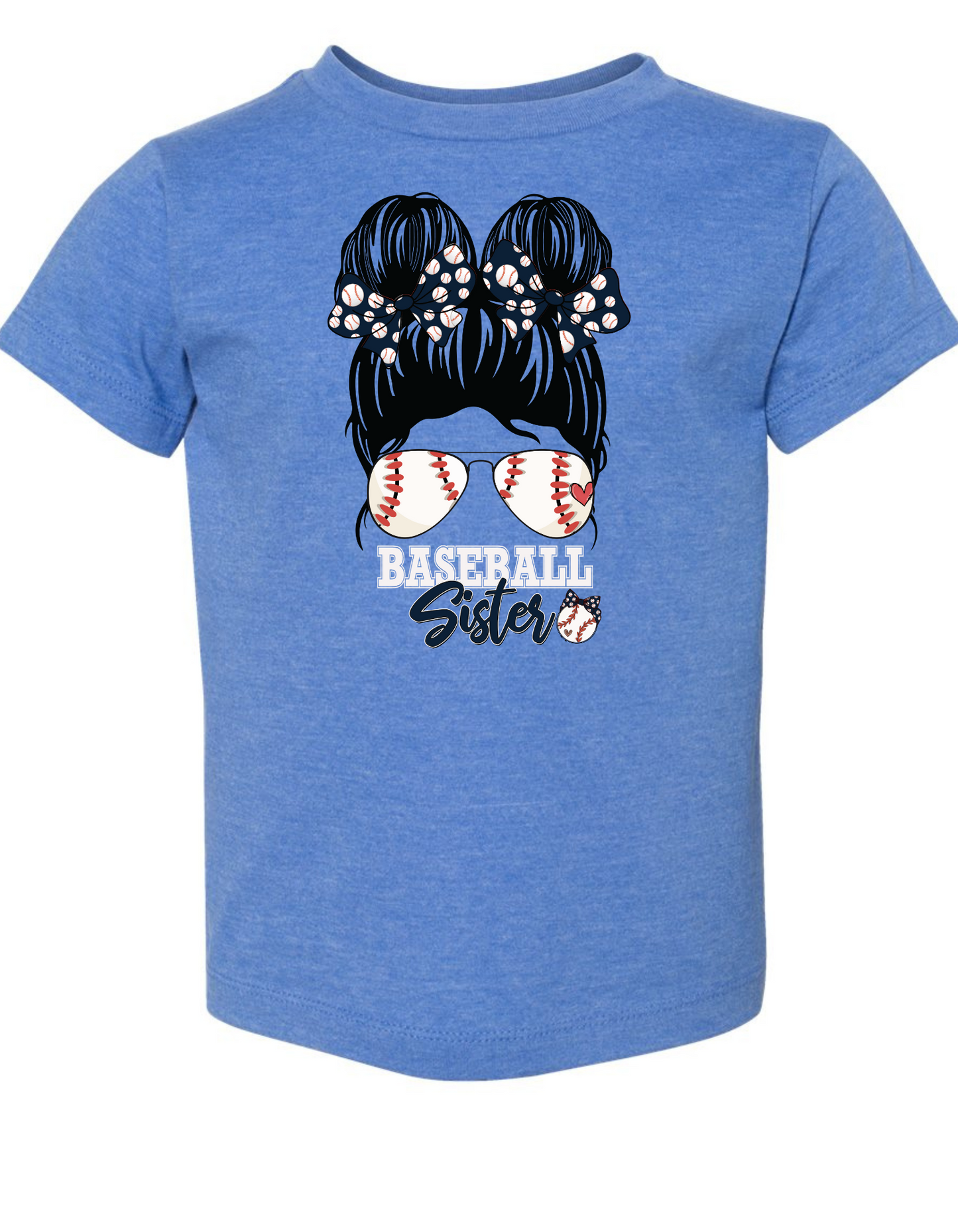 Baseball Sister Proud Sister Messy Bun Kids T-Shirt