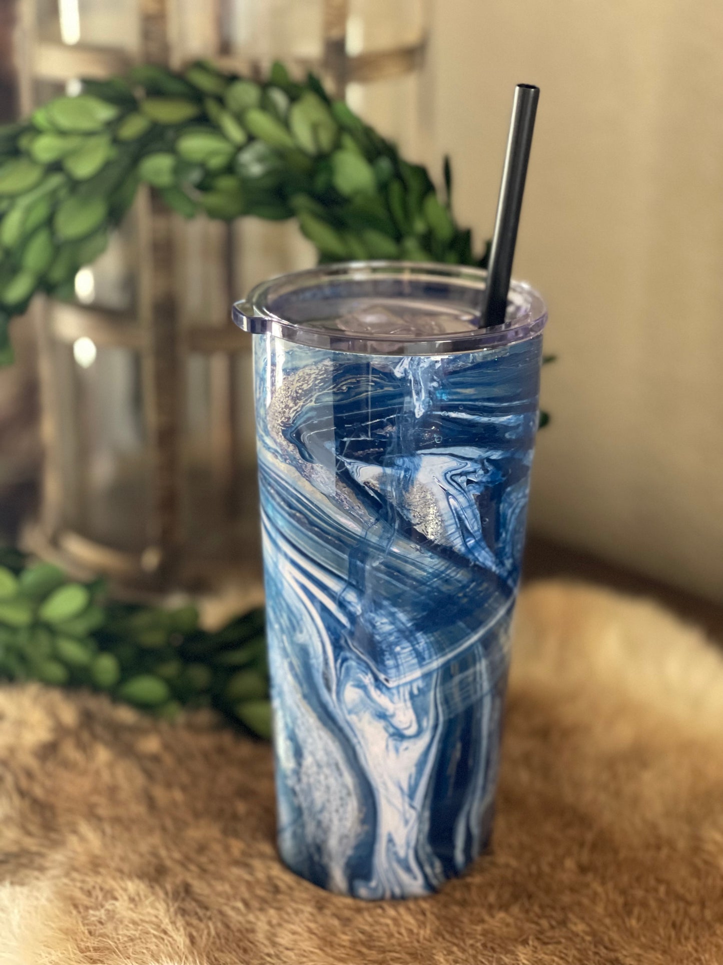 Blue Hydro-Dipped Tumbler