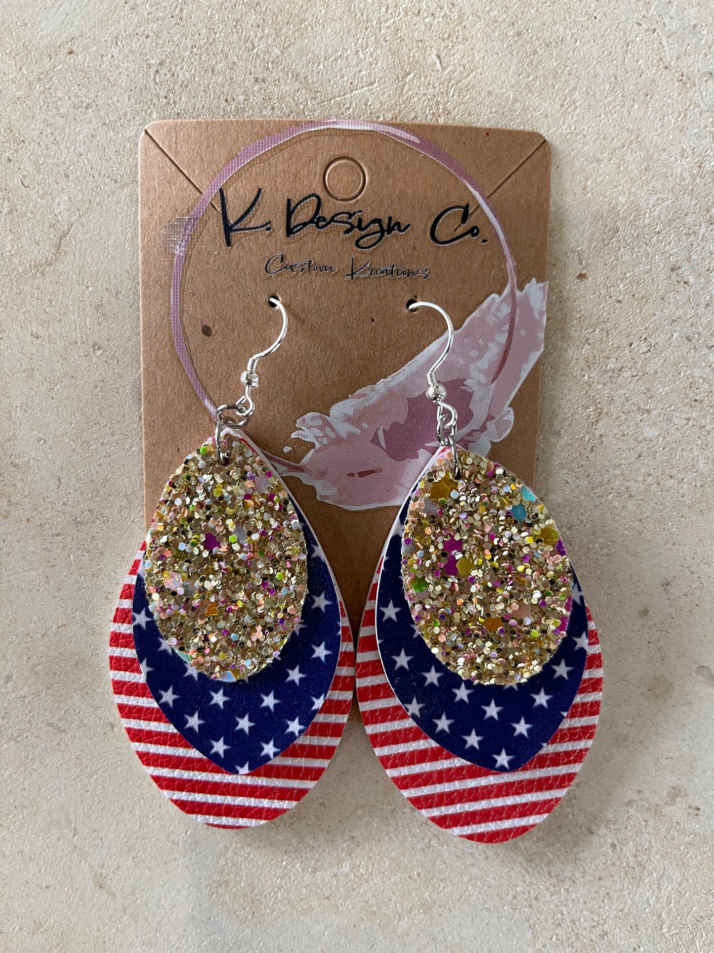 Leather Glitter Baseball Earrings |  Stars & Stripes